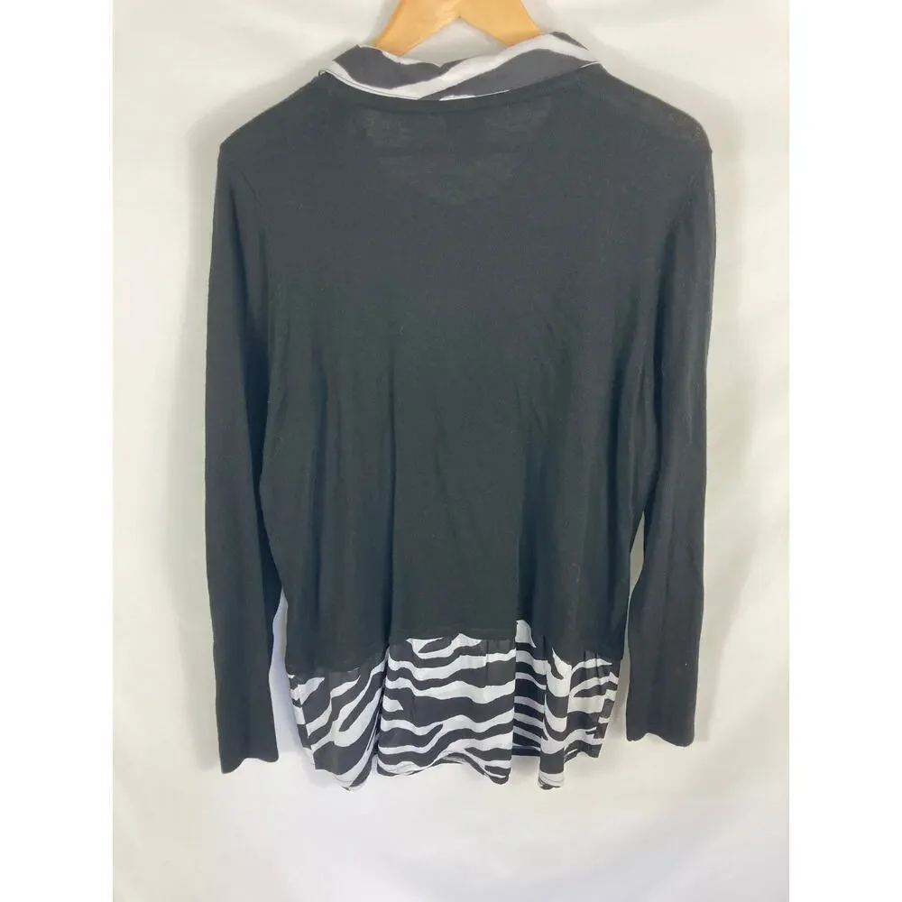 chicos Mixed Media Collared Lightweight Sweater Size 3 / XL